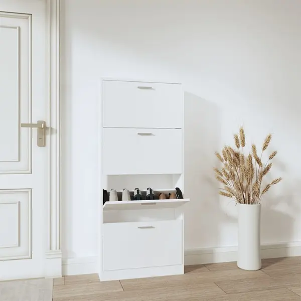 Gossi pantofar, alb, 59x17x150 cm, lemn prelucrat