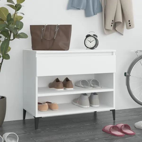 Gossi pantofar, alb, 70x36x60 cm, lemn prelucrat