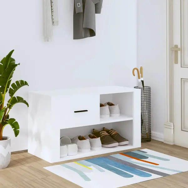 Gossi pantofar, alb, 80x35x45 cm, lemn compozit
