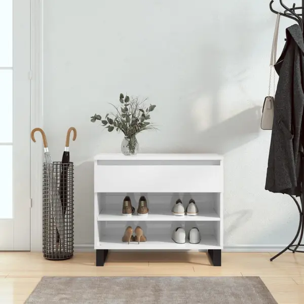 Gossi pantofar, alb extralucios, 70x36x60 cm, lemn prelucrat