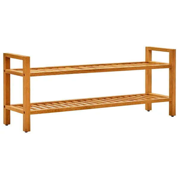 Gossi pantofar cu 2 rafturi, 100x27x40 cm, lemn masiv de stejar