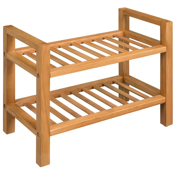 Gossi pantofar cu 2 rafturi, 50x27x40 cm, lemn masiv de stejar