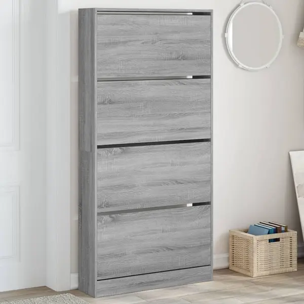 Gossi pantofar cu 4 sertare rabatabile, gri sonoma, 80x21x163,5 cm