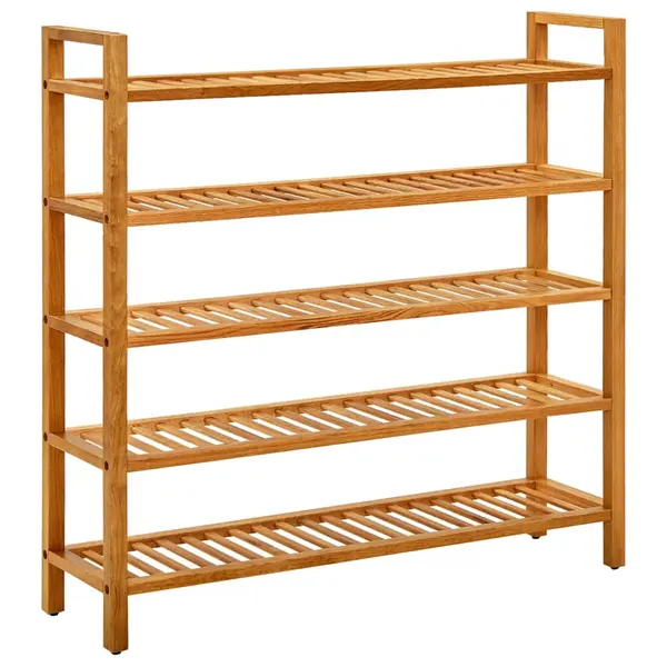Gossi pantofar cu 5 rafturi, 100x27x100 cm, lemn masiv de stejar