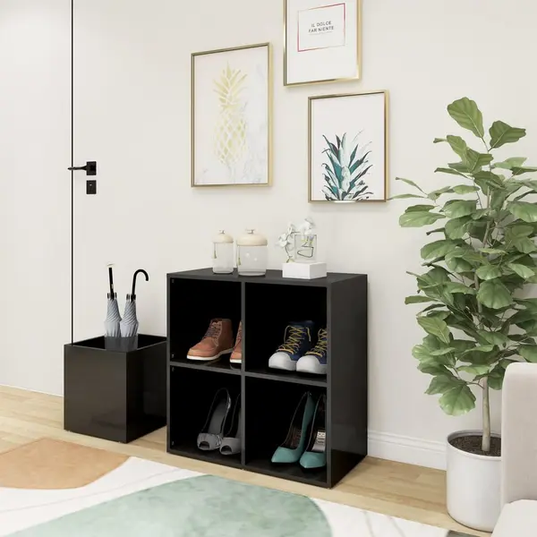 Gossi pantofar de hol, gri extralucios, 105x35,5x70cm, lemn prelucrat