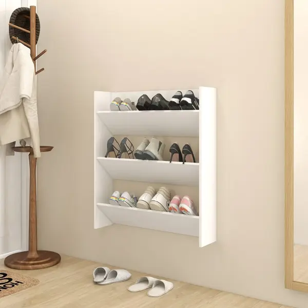 Gossi pantofar de perete, alb, 80x18x90 cm, pal
