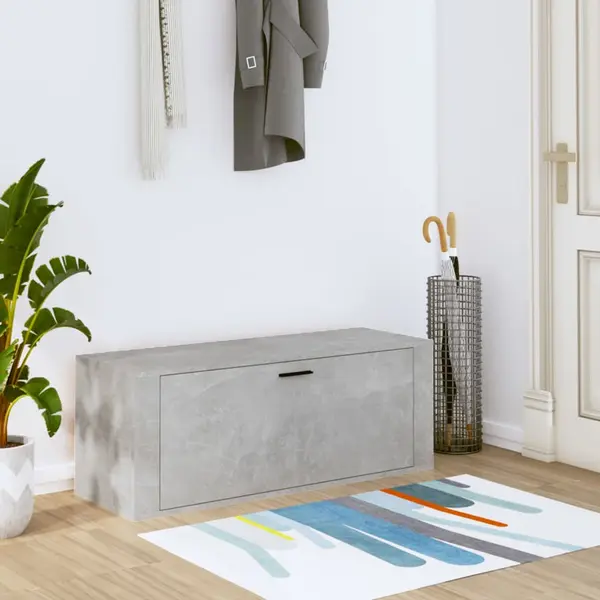 Gossi pantofar de perete, gri beton, 100x35x38 cm, lemn prelucrat