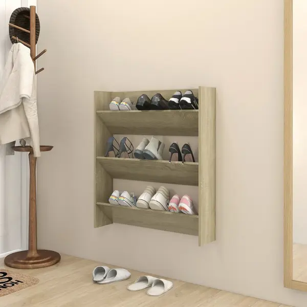 Gossi pantofar de perete, stejar sonoma, 80x18x90 cm, pal