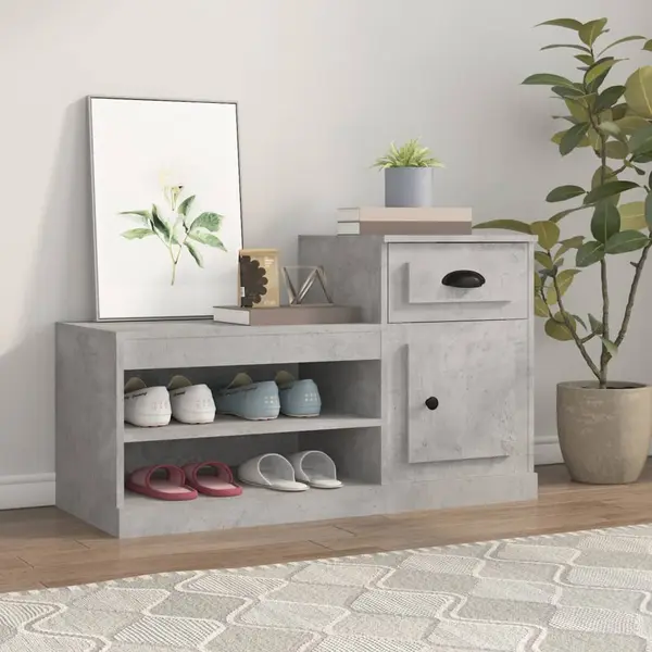 Gossi pantofar, gri beton, 100x42x60 cm, lemn prelucrat