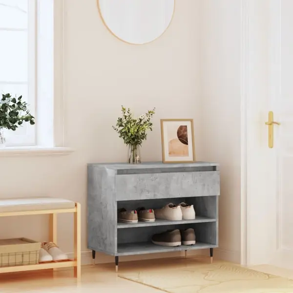 Gossi pantofar, gri beton, 70x36x60 cm, lemn prelucrat