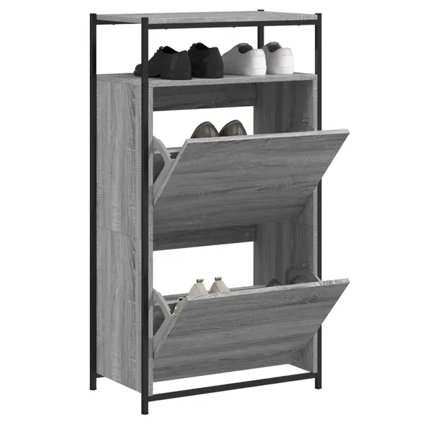 Gossi pantofar, gri sonoma, 60x34x112 cm, lemn prelucrat