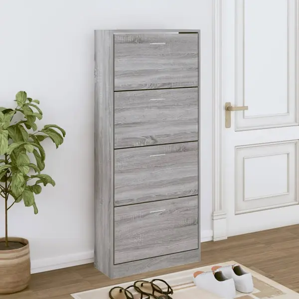 Gossi pantofar, gri sonoma, 63x24x147 cm, lemn prelucrat