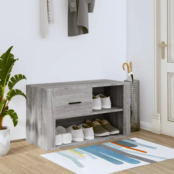 Gossi pantofar, gri sonoma, 80x35x45 cm, lemn prelucrat