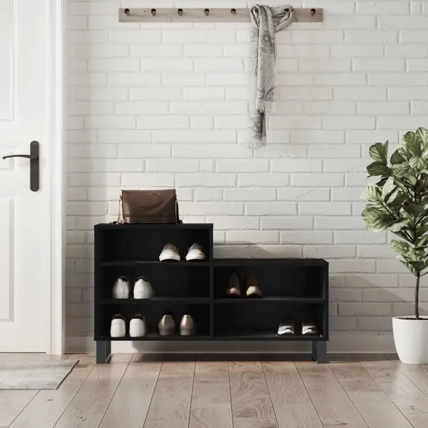Gossi pantofar, negru, 102x36x60 cm, lemn compozit