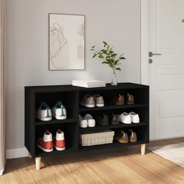 Gossi pantofar, negru, 102x36x60 cm, lemn compozit