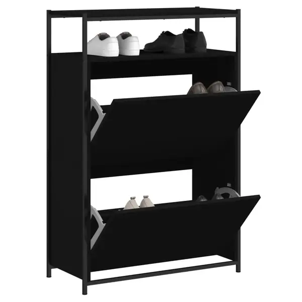 Gossi pantofar, negru, 75x34x112 cm, lemn compozit