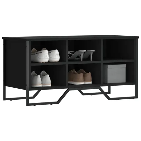 Gossi pantofar, negru, 90x38x45,5 cm, lemn prelucrat
