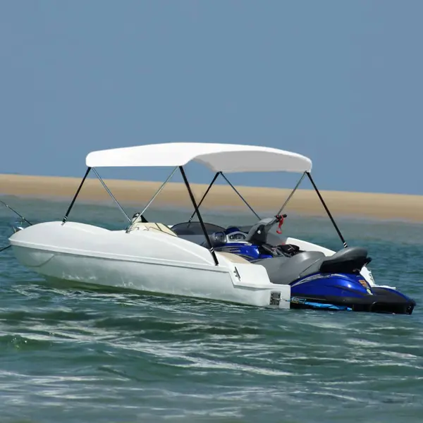 Gossi parasolar barca bimini cu 2 arcuri, alb, 180 x 130 x 110 cm