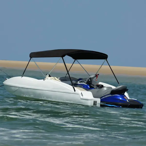 Gossi parasolar barca bimini cu 2 arcuri, negru, 180x130x110 cm