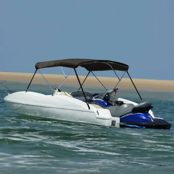 Gossi parasolar barca bimini cu 3 arcuri, negru, 183x160x137 cm