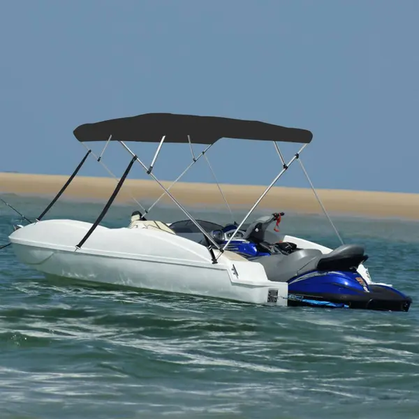 Gossi parasolar barca bimini cu 4 arcuri, negru, 243x244x137 cm