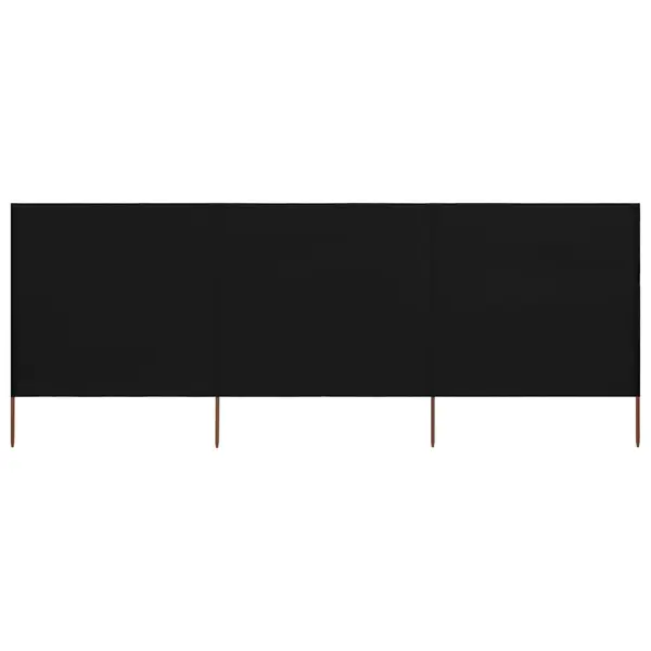 Gossi paravan anti-vant cu 3 panouri, negru, 400 x 120 cm, textil