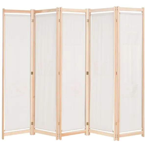 Gossi paravan camera, 5 panouri, crem, 200x170x4 cm, material textil