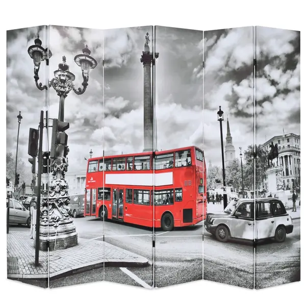 Gossi paravan camera pliabil, 228x170 cm, imprimeu autobuz, negru/alb