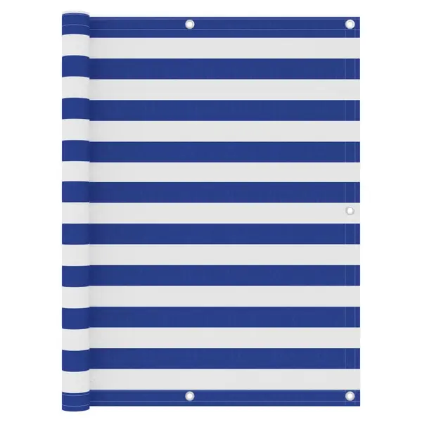 Gossi paravan de balcon, alb/albastru, 120 x 500 cm, tesatura oxford
