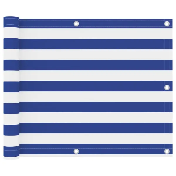 Gossi paravan de balcon, alb si albastru, 75 x 500 cm tesatura oxford