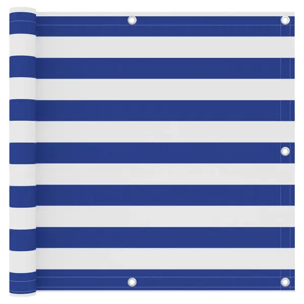Gossi paravan de balcon, alb si albastru, 90x300 cm, tesatura oxford