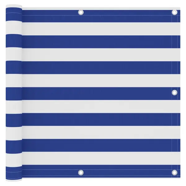 Gossi paravan de balcon, alb si albastru, 90x600 cm, tesatura oxford