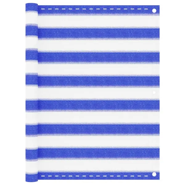 Gossi paravan de balcon, albastru si alb, 90x500 cm, hdpe