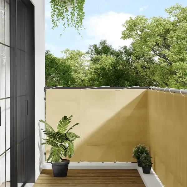 Gossi paravan de balcon, nisipiu, 120x800 cm, 100% poliester oxford