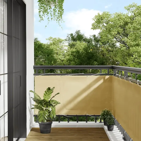 Gossi paravan de balcon, nisipiu, 75x300 cm, 100% poliester oxford