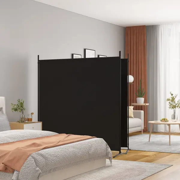 Gossi paravan de camera cu 2 panouri, negru, 348x180 cm, textil