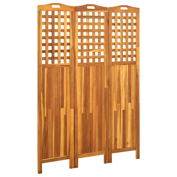 Gossi paravan de camera cu 3 panouri, 121x2x170 cm, lemn masiv acacia