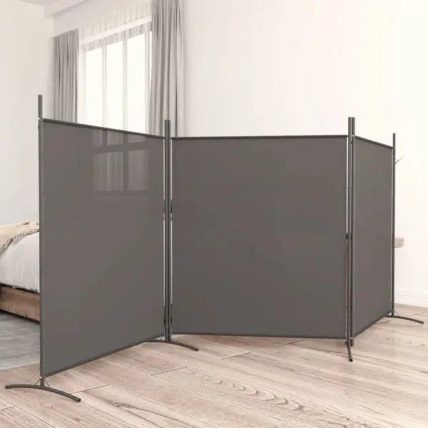 Gossi paravan de camera cu 3 panouri, antracit, 525x180 cm, textil