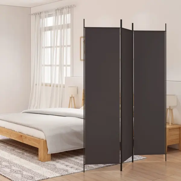 Gossi paravan de camera cu 3 panouri, maro, 150x200 cm, textil