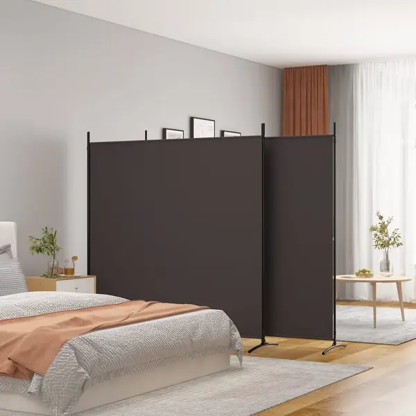 Gossi paravan de camera cu 3 panouri, maro, 525x180 cm, textil