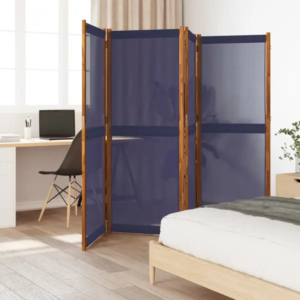 Gossi paravan de camera cu 4 panouri, albastru inchis, 280x180 cm