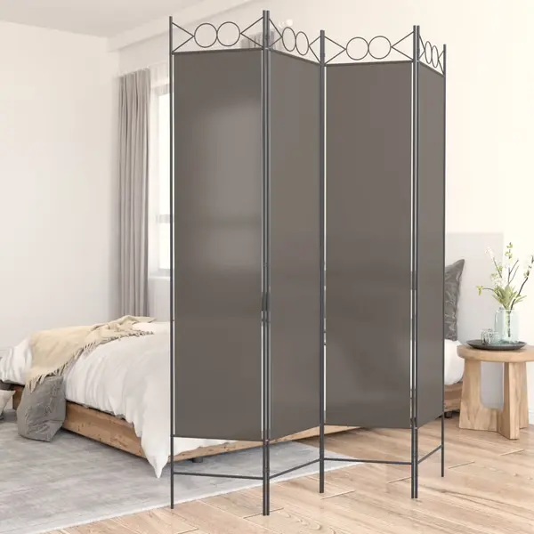 Gossi paravan de camera cu 4 panouri, antracit, 160x200 cm, textil