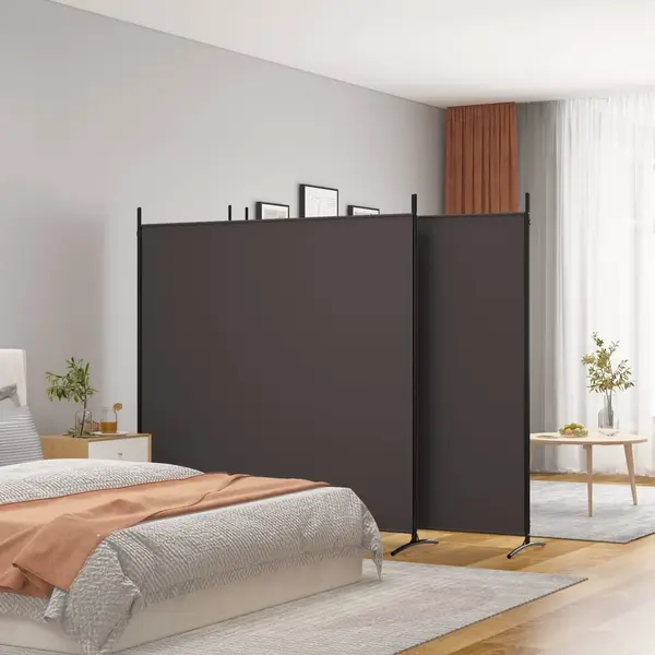 Gossi paravan de camera cu 4 panouri, maro, 698x180 cm, textil