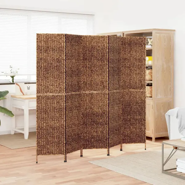 Gossi paravan de camera cu 5 panouri maro, 205x180 cm, zambila de apa