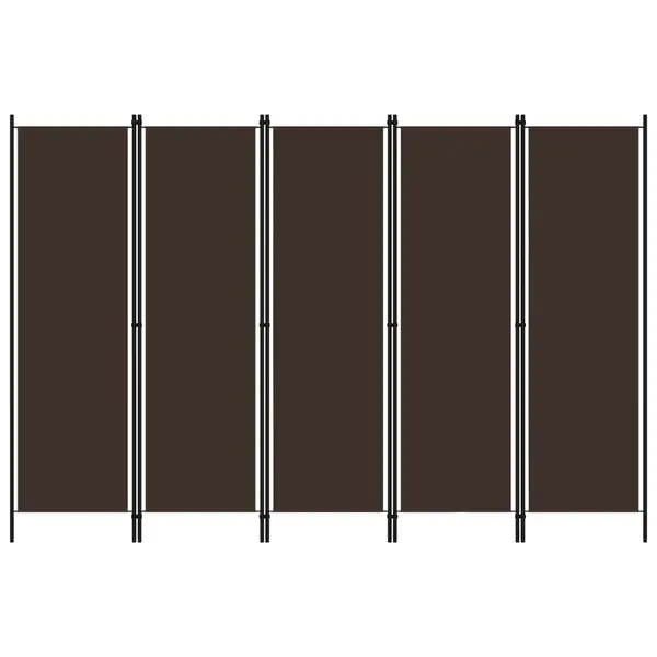 Gossi paravan de camera cu 5 panouri, maro, 250 x 180 cm