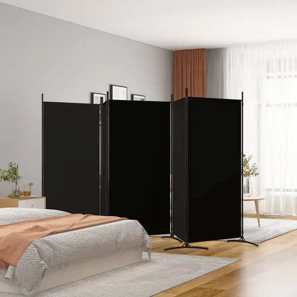 Gossi paravan de camera cu 5 panouri, negru, 433x180 cm, textil