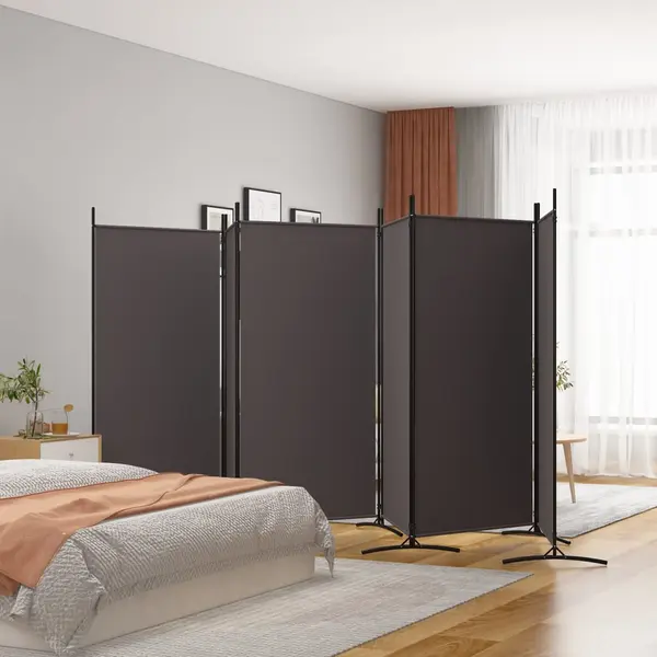 Gossi paravan de camera cu 6 panouri, maro, 520x180 cm, textil