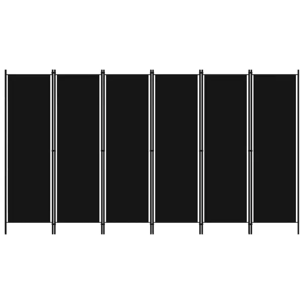 Gossi paravan de camera cu 6 panouri, negru, 300 x 180 cm