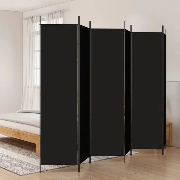 Gossi paravan de camera cu 6 panouri, negru, 300x200 cm, textil