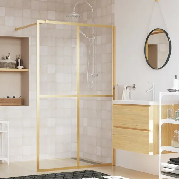 Gossi paravan de dus walk-in auriu 115x195 cm sticla esg transparenta